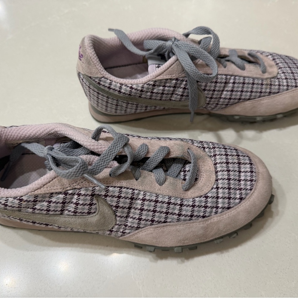Nike Women's Y2K Waffle Sneakers - Pink and Gray Plaid, 8.5